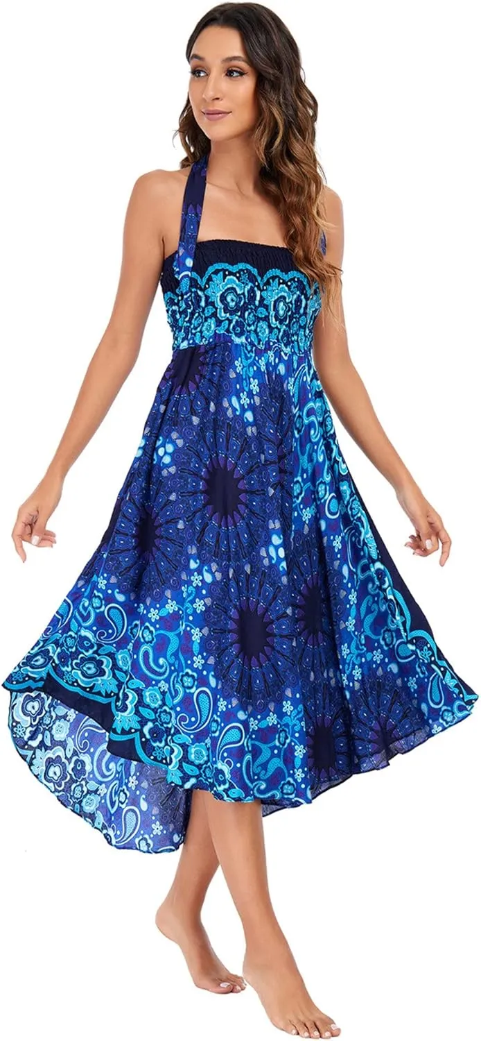 FEOYA Hippie Skirt Boho Skirts for Women Long Gypsy Dress Summer Beach Bohemian Maxi Skirt 2-in-1 Hippy Clothing