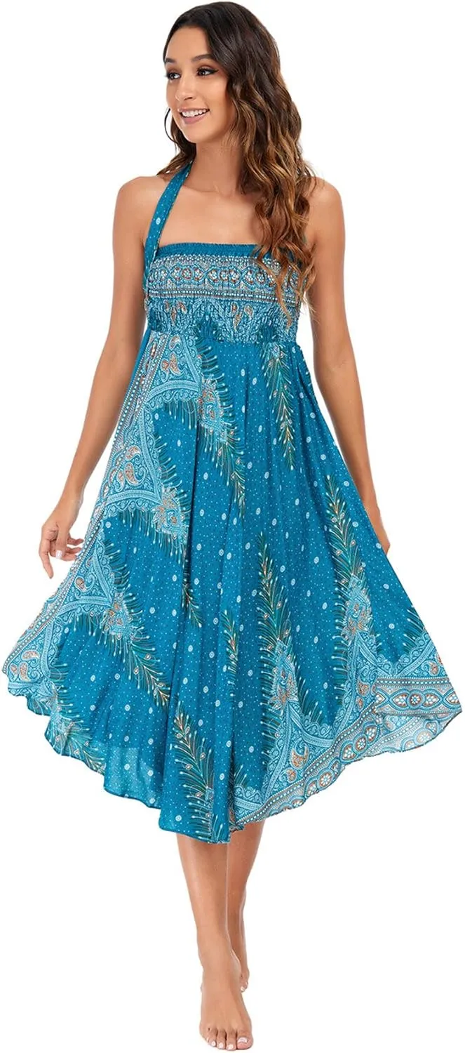 FEOYA Hippie Skirt Boho Skirts for Women Long Gypsy Dress Summer Beach Bohemian Maxi Skirt 2-in-1 Hippy Clothing