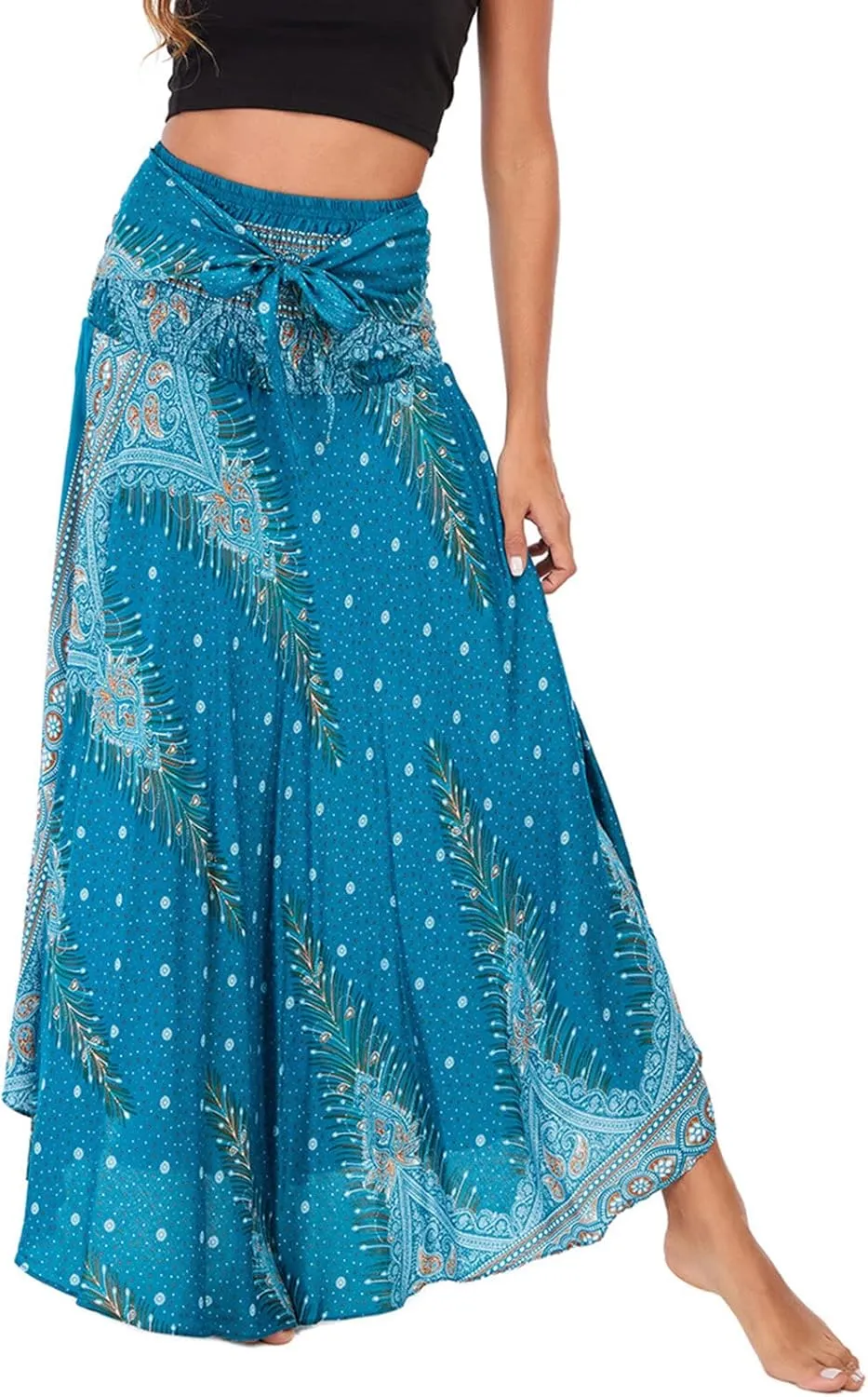 FEOYA Hippie Skirt Boho Skirts for Women Long Gypsy Dress Summer Beach Bohemian Maxi Skirt 2-in-1 Hippy Clothing