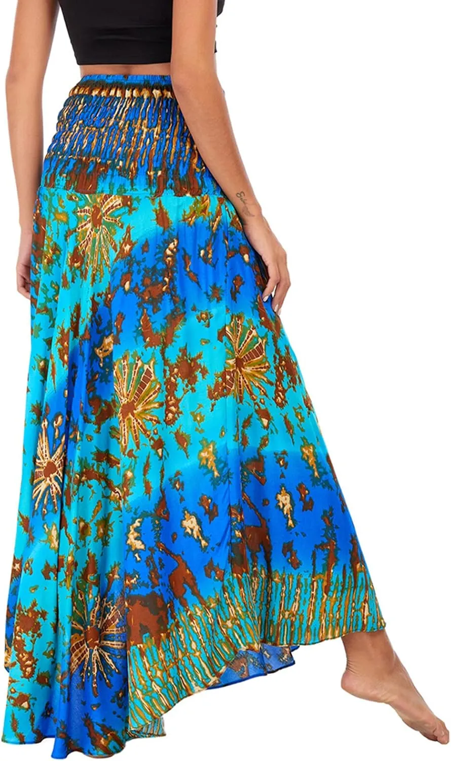 FEOYA Hippie Skirt Boho Skirts for Women Long Gypsy Dress Summer Beach Bohemian Maxi Skirt 2-in-1 Hippy Clothing