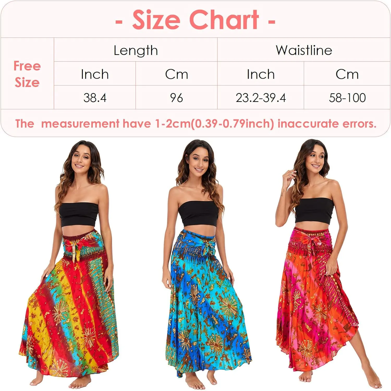 FEOYA Hippie Skirt Boho Skirts for Women Long Gypsy Dress Summer Beach Bohemian Maxi Skirt 2-in-1 Hippy Clothing