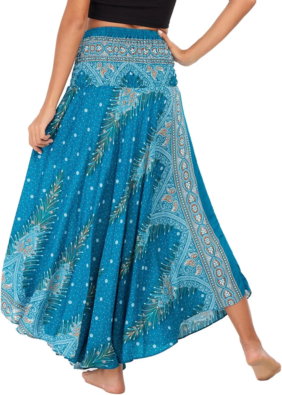FEOYA Hippie Skirt Boho Skirts for Women Long Gypsy Dress Summer Beach Bohemian Maxi Skirt 2-in-1 Hippy Clothing