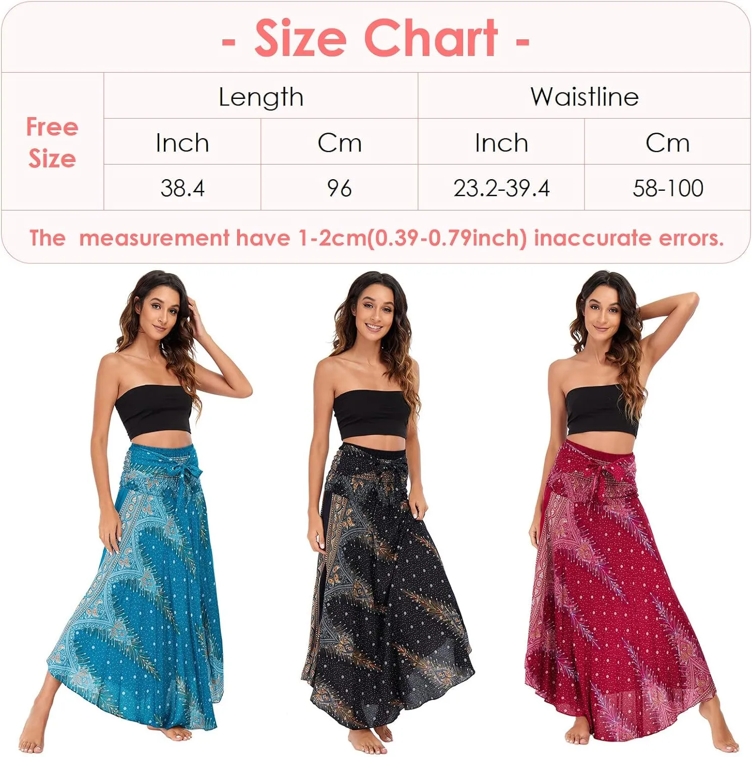 FEOYA Hippie Skirt Boho Skirts for Women Long Gypsy Dress Summer Beach Bohemian Maxi Skirt 2-in-1 Hippy Clothing