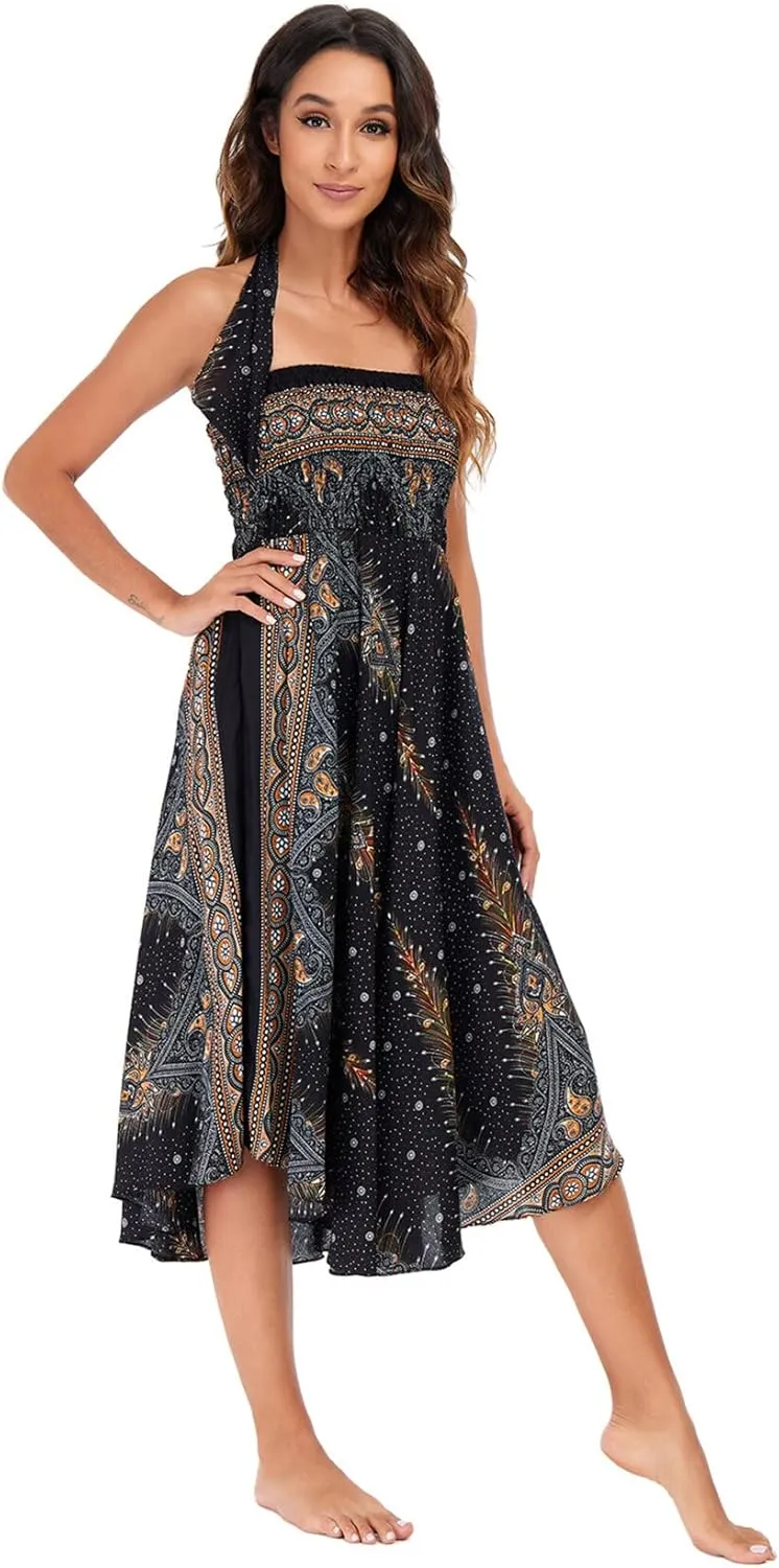 FEOYA Hippie Skirt Boho Skirts for Women Long Gypsy Dress Summer Beach Bohemian Maxi Skirt 2-in-1 Hippy Clothing