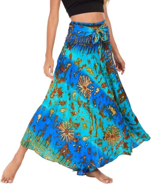 FEOYA Hippie Skirt Boho Skirts for Women Long Gypsy Dress Summer Beach Bohemian Maxi Skirt 2-in-1 Hippy Clothing