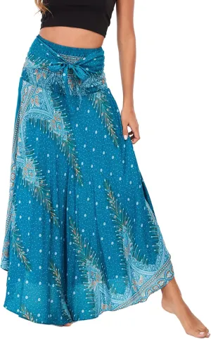 FEOYA Hippie Skirt Boho Skirts for Women Long Gypsy Dress Summer Beach Bohemian Maxi Skirt 2-in-1 Hippy Clothing