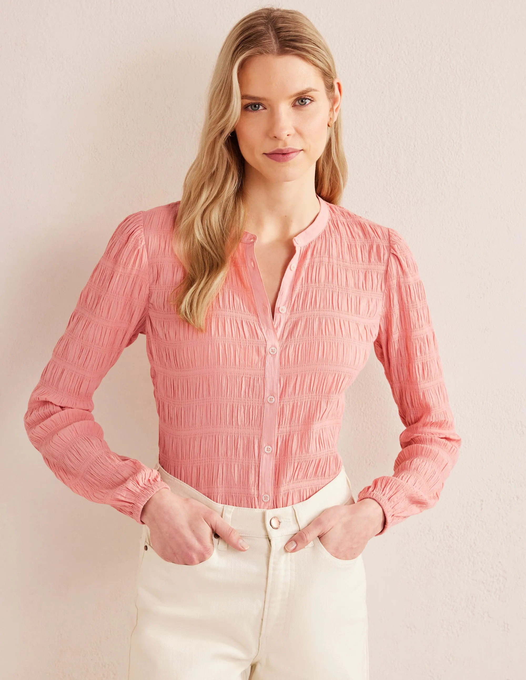 Fitted Textured Shirt-Dahlia Pink