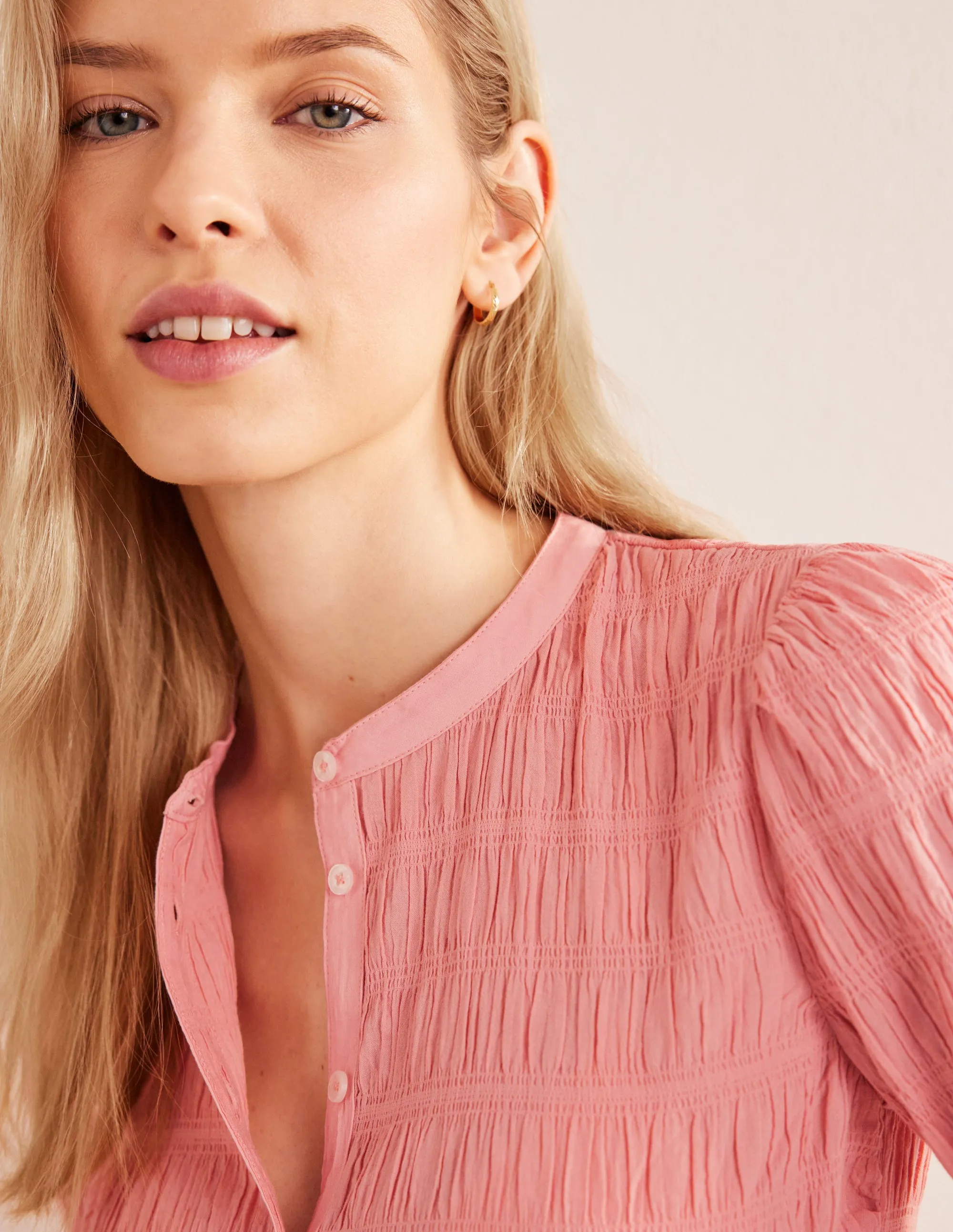 Fitted Textured Shirt-Dahlia Pink