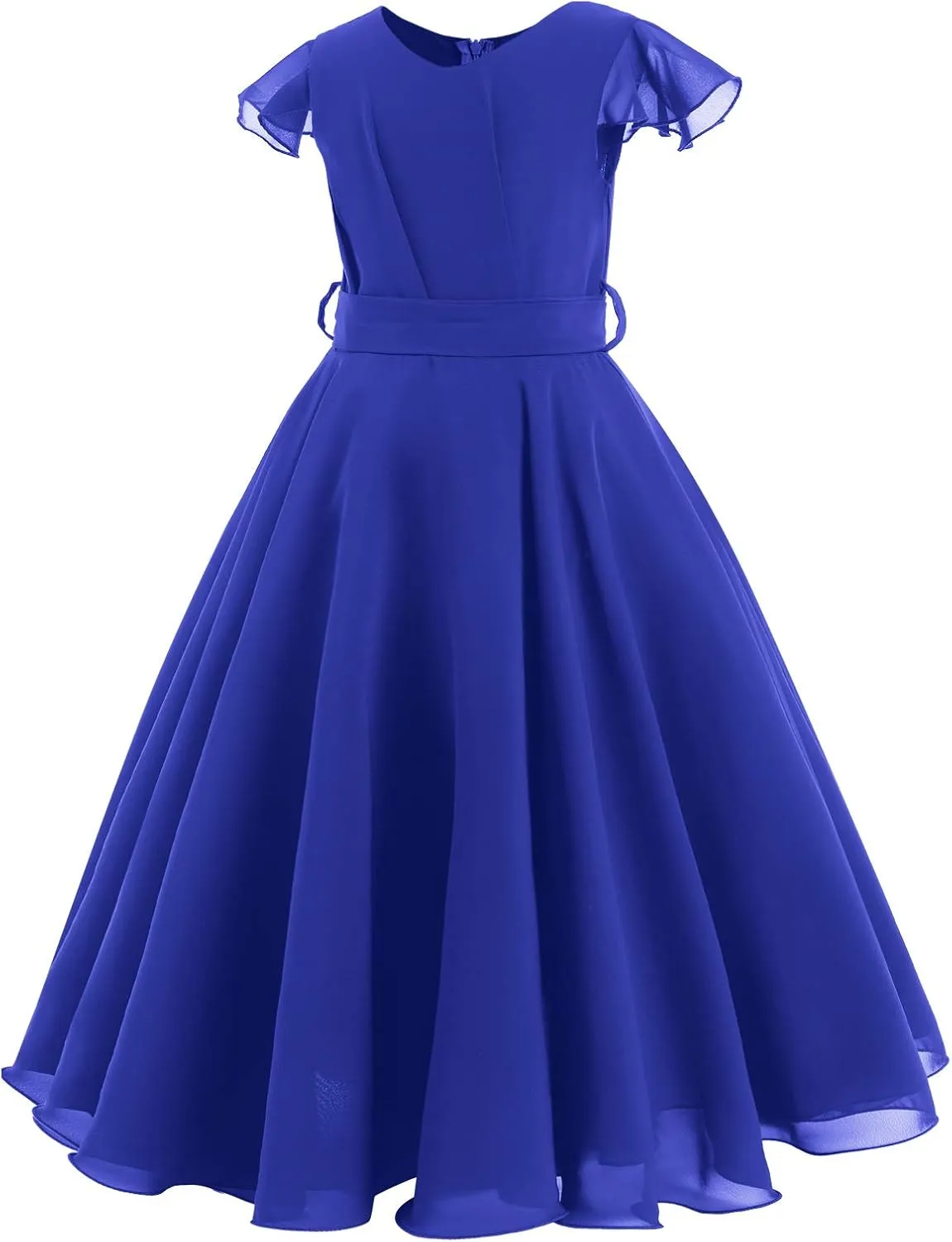 Flower Girl Chiffon A-line Dresses Wedding Junior Bridesmaid Party Princess Pageant Communion Maxi Gowns with Belt