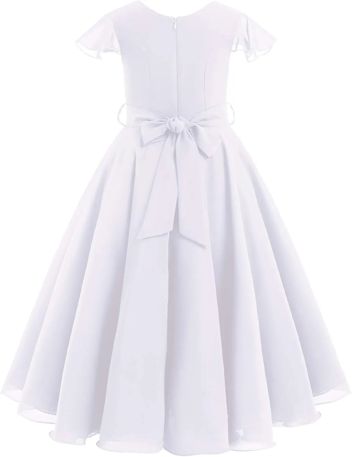 Flower Girl Chiffon A-line Dresses Wedding Junior Bridesmaid Party Princess Pageant Communion Maxi Gowns with Belt