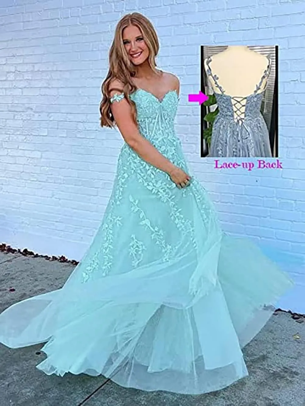 Flower Lace Applique Prom Dress Spaghetti Straps Slit Ball Gown Long Fromal Evening Sweetheart Ball Dress