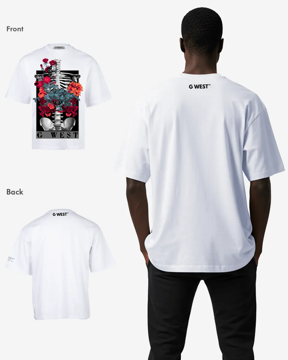 G WEST skeleton in bloom OVERSIZED TEE GWROJMT65