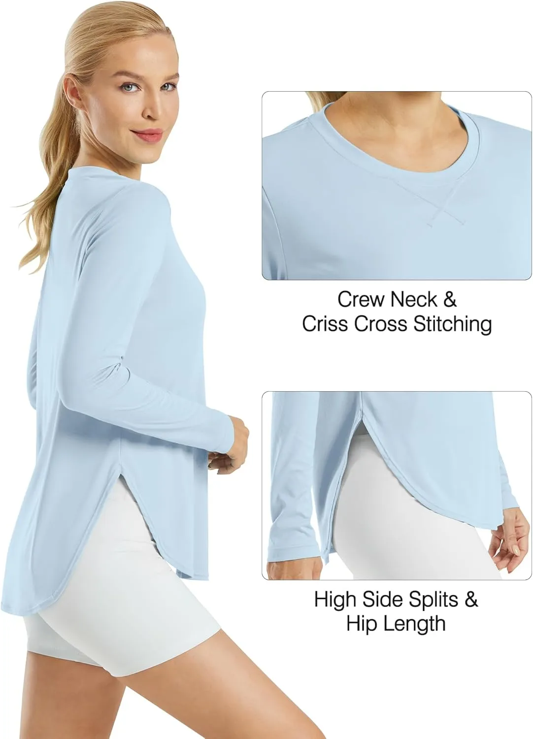 G4Free Women's UPF 50  UV Shirts Long Sleeve Workout Sun Shirt Outdoor Gym Hiking Tops Quick Dry Lightweight