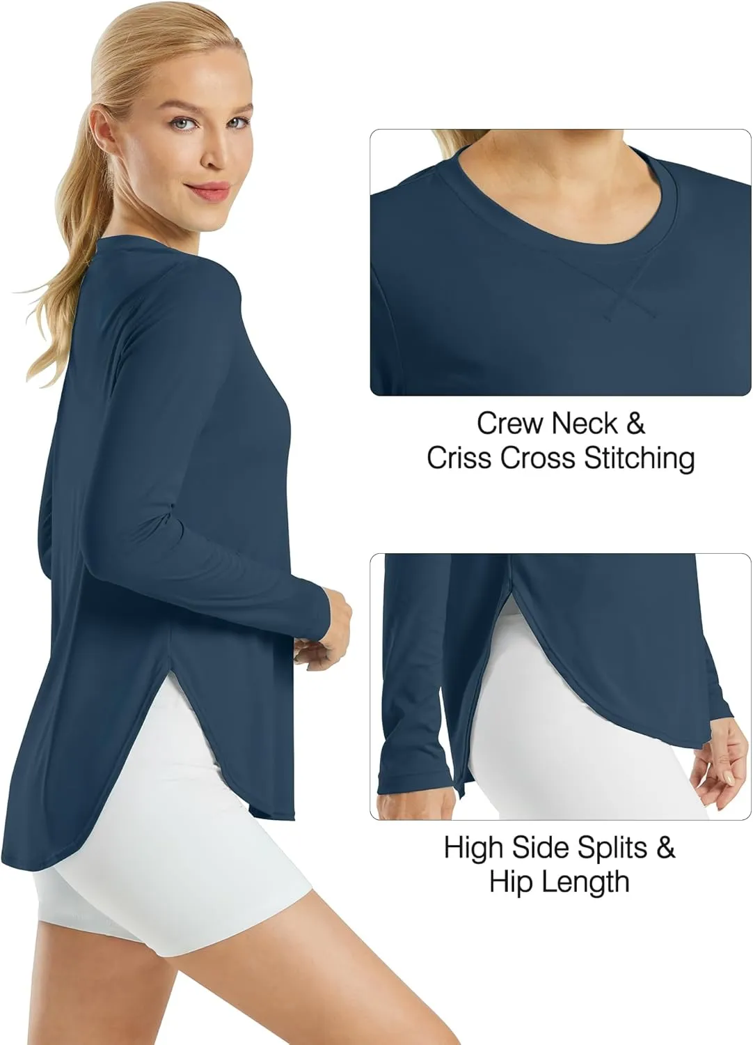 G4Free Women's UPF 50  UV Shirts Long Sleeve Workout Sun Shirt Outdoor Gym Hiking Tops Quick Dry Lightweight