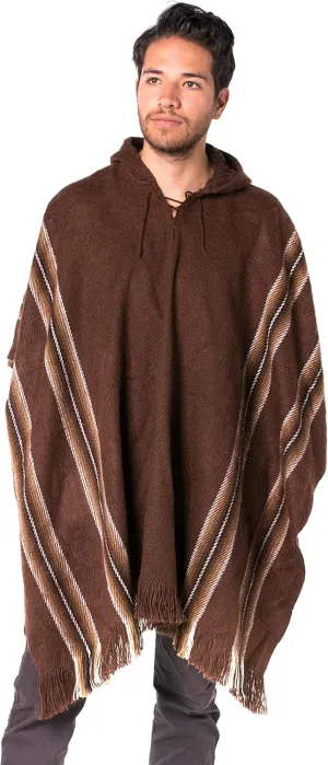 Gamboa Alpaca Poncho for Mens Pancho Mexican Hooded Cowboy and Western Ponchos Adult Blanket