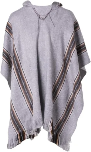 Gamboa Alpaca Poncho for Mens Pancho Mexican Hooded Cowboy and Western Ponchos Adult Blanket