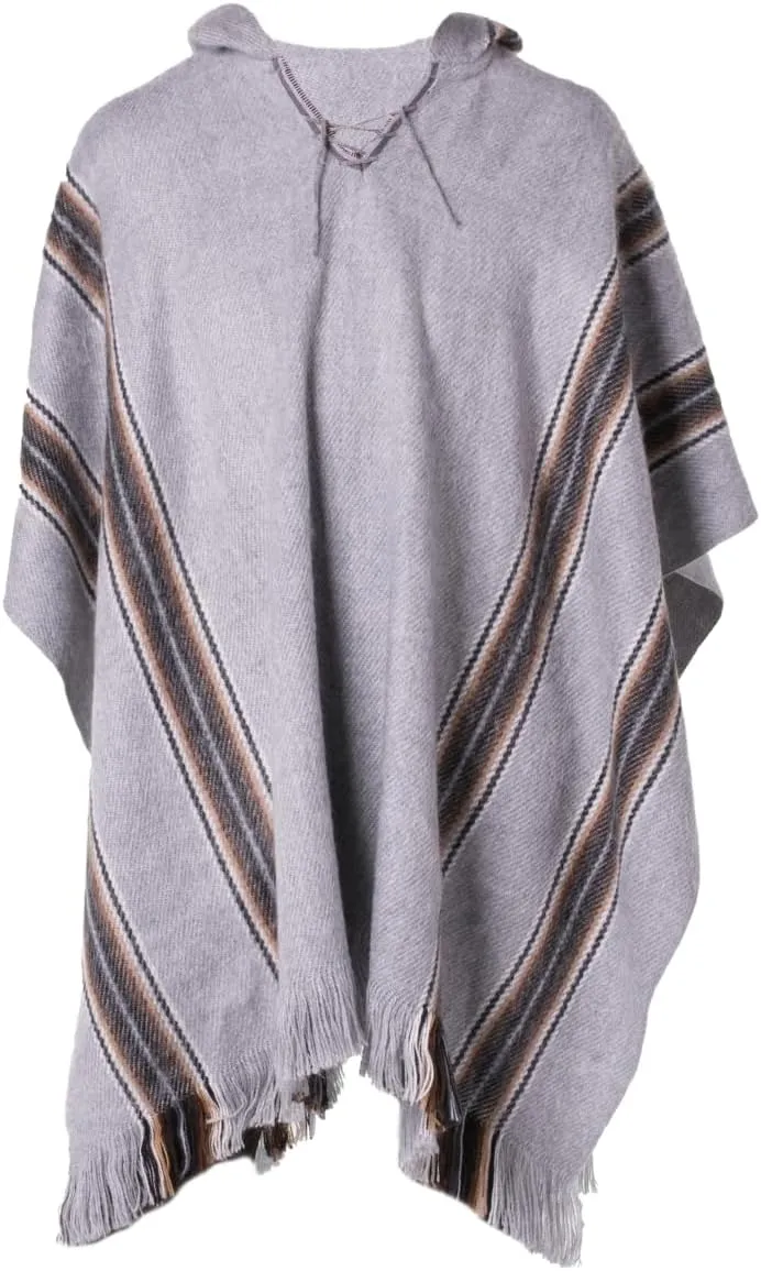 Gamboa Alpaca Poncho for Mens Pancho Mexican Hooded Cowboy and Western Ponchos Adult Blanket