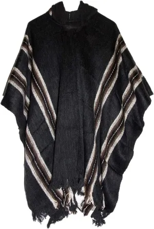 Gamboa Alpaca Poncho for Mens Pancho Mexican Hooded Cowboy and Western Ponchos Adult Blanket