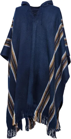 Gamboa Alpaca Poncho for Mens Pancho Mexican Hooded Cowboy and Western Ponchos Adult Blanket