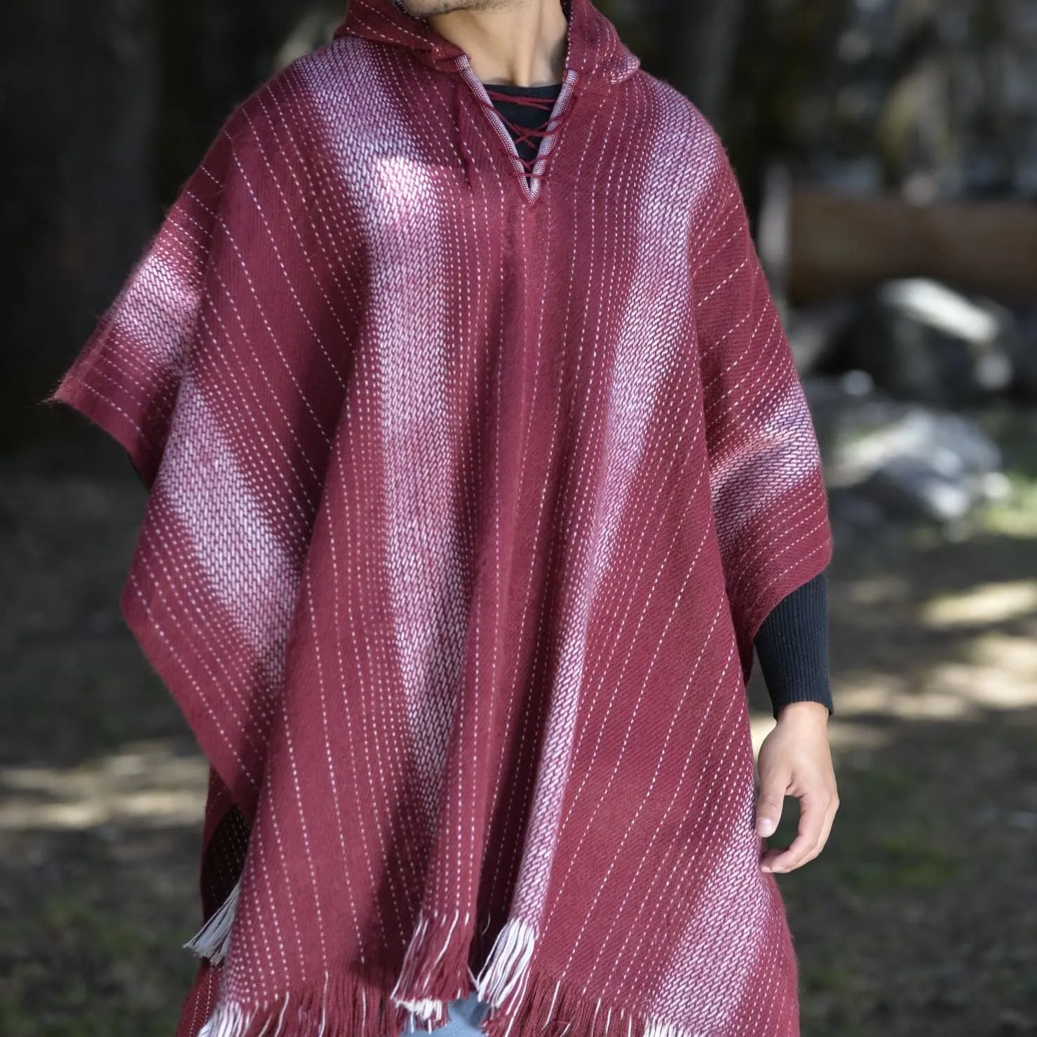 Gamboa Alpaca Wool Poncho for Men Hippie Mexican Cowboy and Western Panchos para Hombre