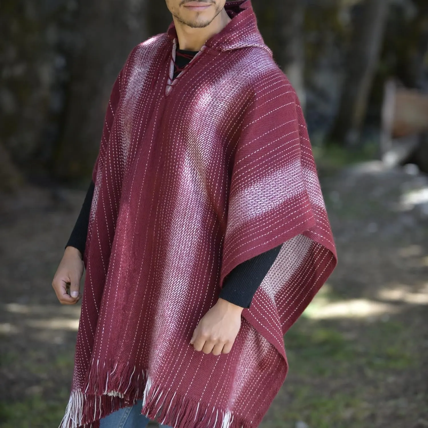 Gamboa Alpaca Wool Poncho for Men Hippie Mexican Cowboy and Western Panchos para Hombre