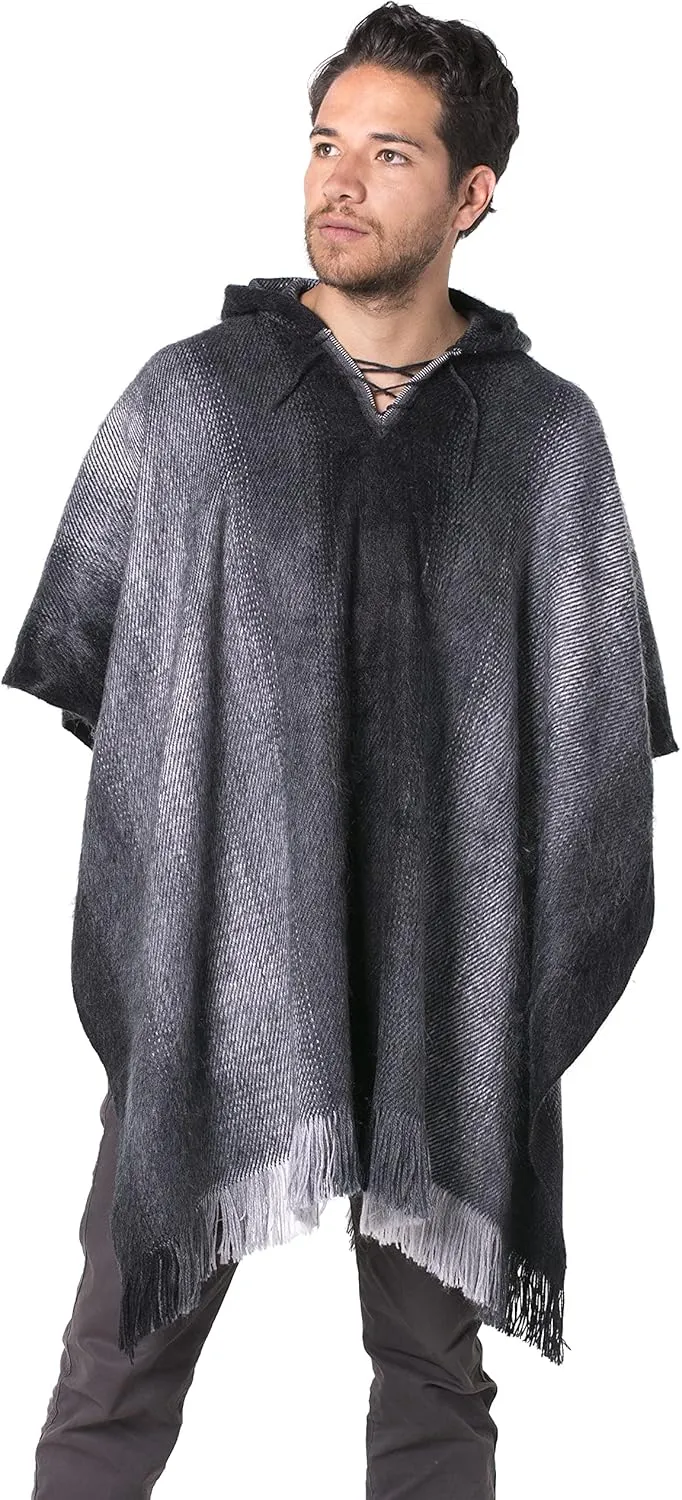 Gamboa Alpaca Wool Poncho for Men Hippie Mexican Cowboy and Western Panchos para Hombre