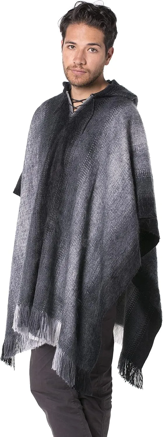 Gamboa Alpaca Wool Poncho for Men Hippie Mexican Cowboy and Western Panchos para Hombre