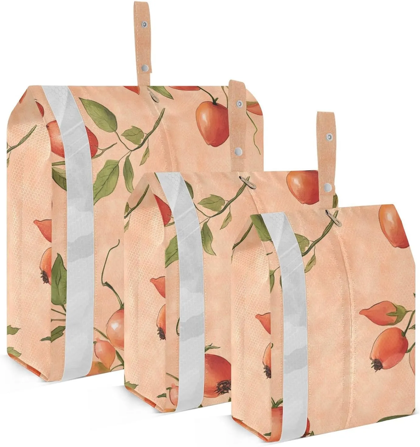 Garment Bag Closet Storage, Luggage Space Saver, Fresh Rose Hip Fruit Terracotta, Waterproof, 3 Set Travel Packing Cubes For Suitcases,Organizadores De Maletas Para