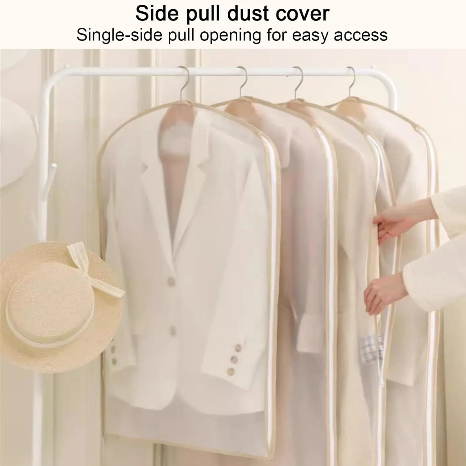Garment Bags for Hanging Clothes, Suit Bag for Wardrobe Space with Zipper, Waterproof and Dustproof, Suitable for Coats, Jackets, Shirts(60x120cm x47in)
