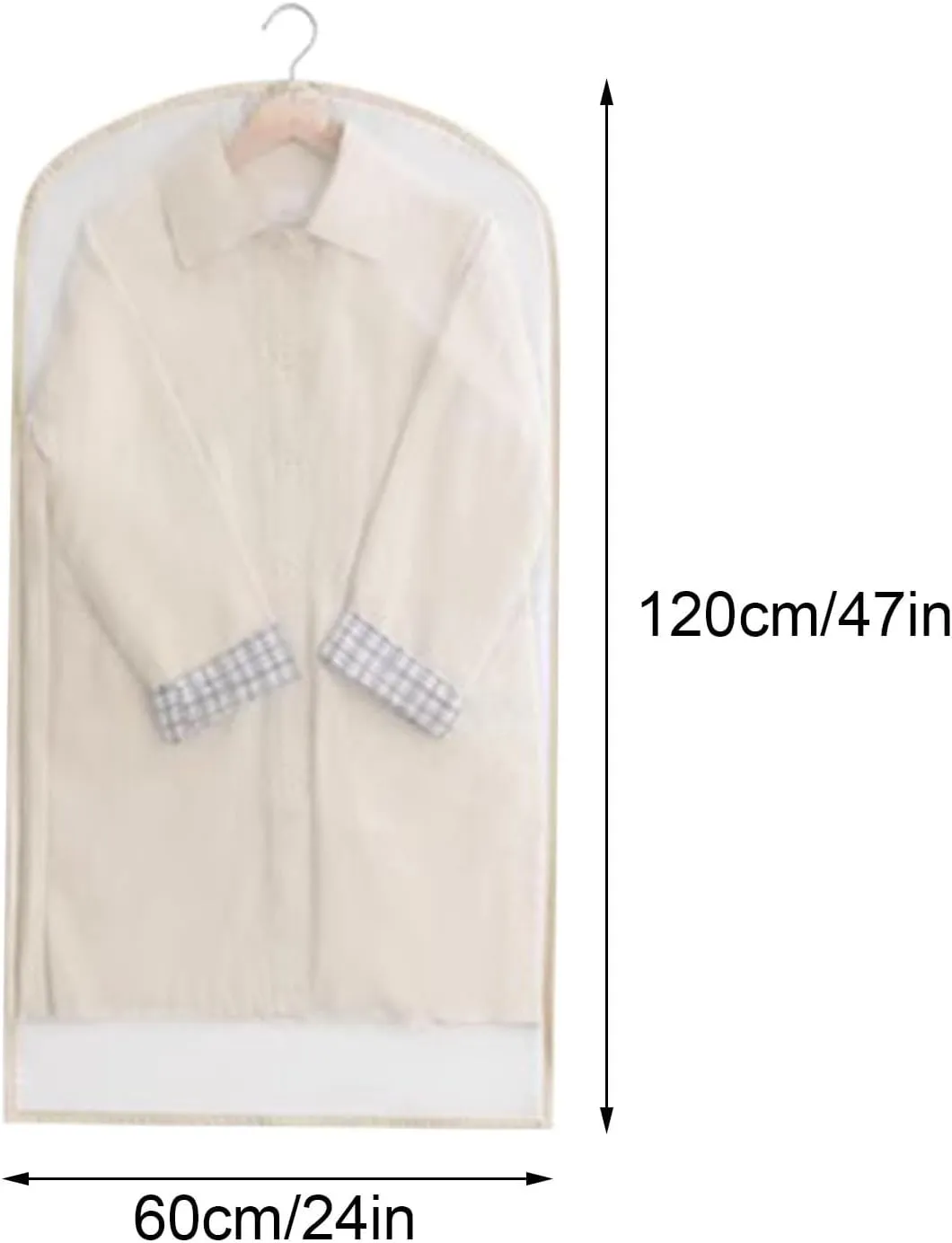Garment Bags for Hanging Clothes, Suit Bag for Wardrobe Space with Zipper, Waterproof and Dustproof, Suitable for Coats, Jackets, Shirts(60x120cm x47in)