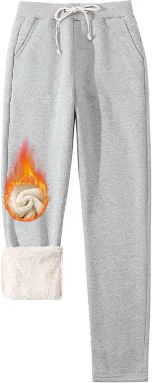 Gihuo Women's Winter Warm Sherpa Lined Sweatpants Fleece Pants
