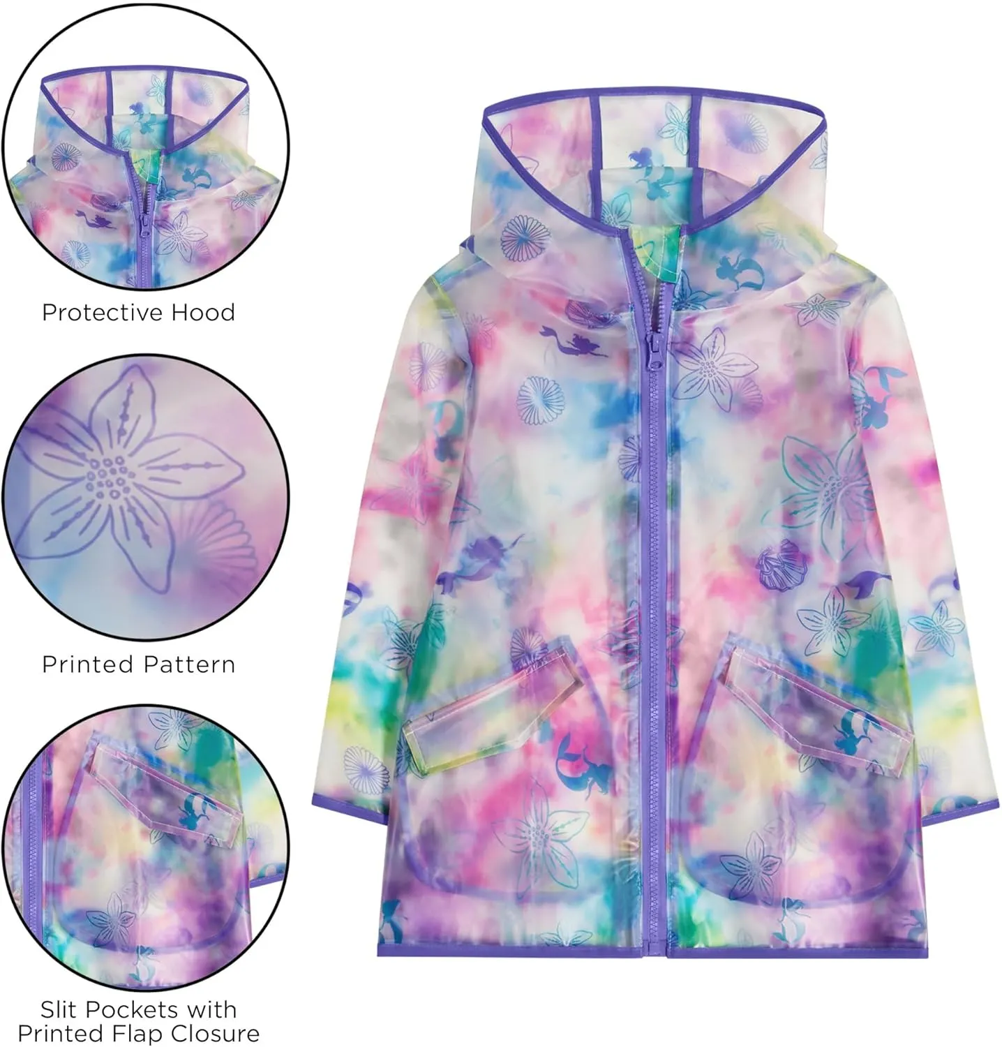 Girls Rain Coat Disney Minnie, Mickey Mouse, Princess, Nickelodeon Paw Patrol for Kids 2-7 Years