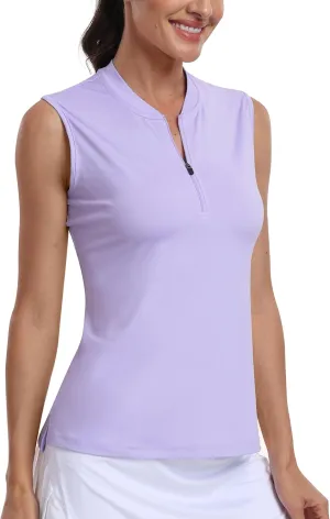 Golf Polo Shirts for Women Slim Fit Woman Sleeveless Sports Shirts Quick Dry Athletic Tank Tops for Tennis Work