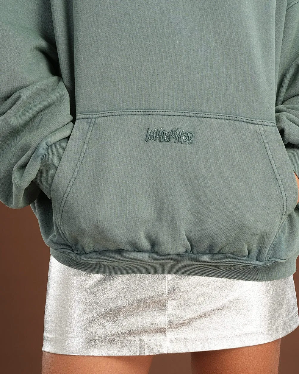 Green Washed Balloon Fit Hoodie