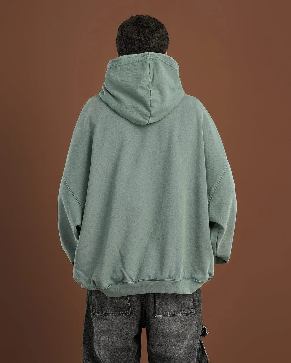 Green Washed Balloon Fit Hoodie