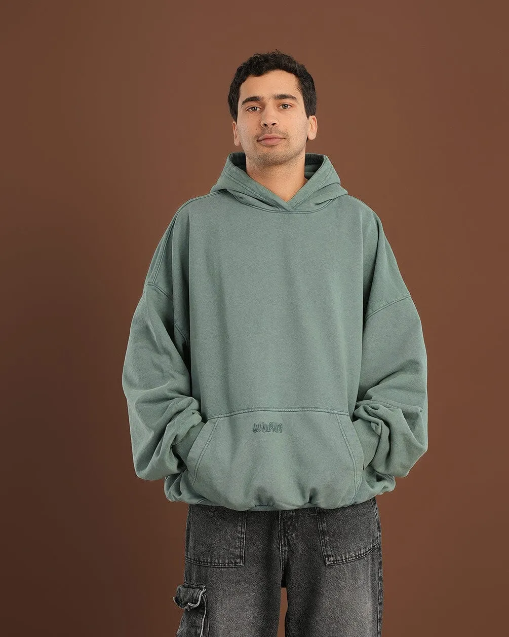 Green Washed Balloon Fit Hoodie
