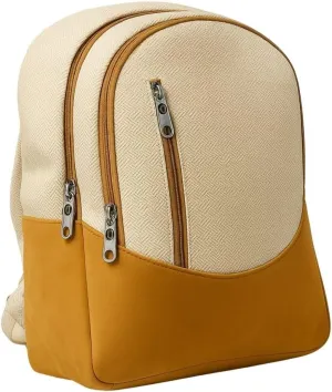 Handmade Canvas Backpack for Women & Men  Travel, Hiking, Boho Daypack with Leather Accents-Tan Minimalist