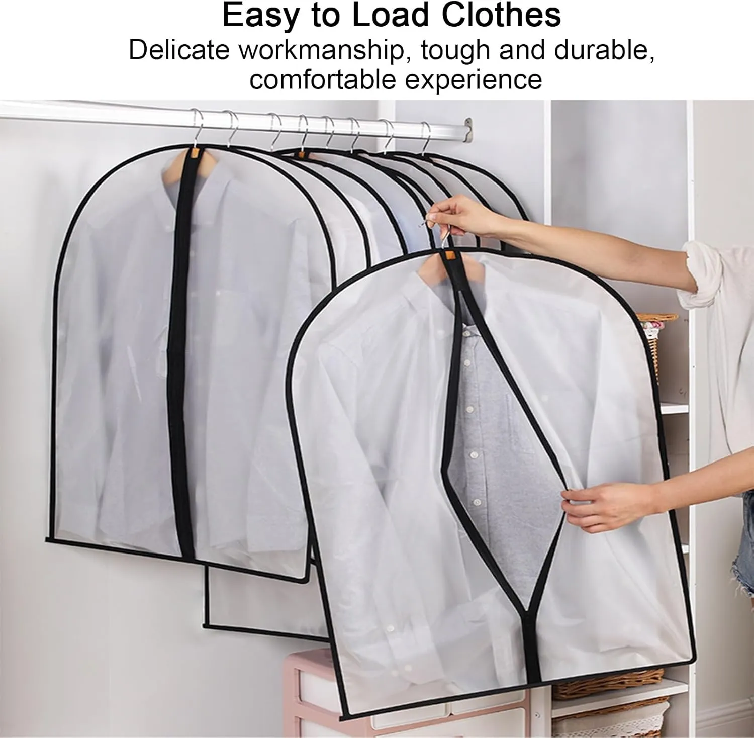 Hanging Garment Bag, Suit Bag for Hanging Clothes, PEVA Material, Suitable for Coats, Jackets, Sweaters, Shirts(60x80cm x31in)