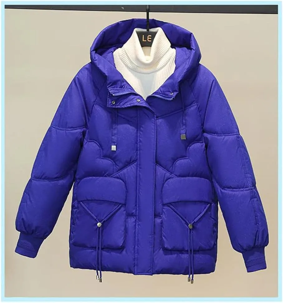 Hooded Cotton-Padded Coat Womens Winter Parkas Jacket Zipper Down Cotton Warm Jackets