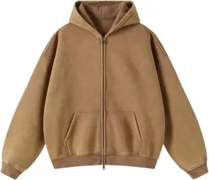 HOTIAN Womens Zip Up Hoodies Vintage Sweatshirt Oversized Fall Outfits Sweaters Casual Fashion Jackets with Pocket