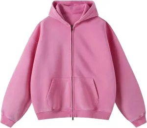HOTIAN Womens Zip Up Hoodies Vintage Sweatshirt Oversized Fall Outfits Sweaters Casual Fashion Jackets with Pocket