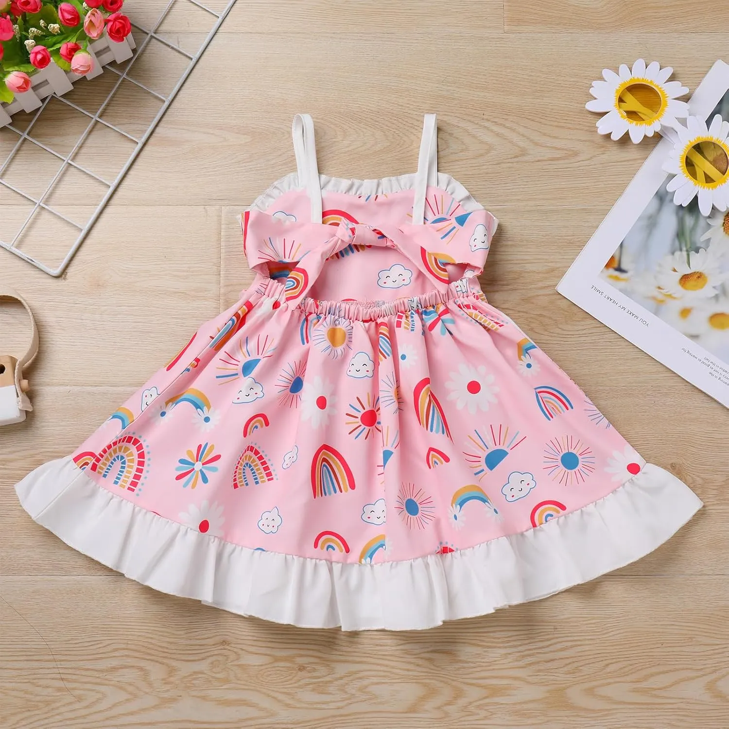 IBTOM CASTLE Toddler Baby Girl Tutu Dress Princess Backless Polka Dot Ruffle Dress First Birthday Party Cake Smash Outfit
