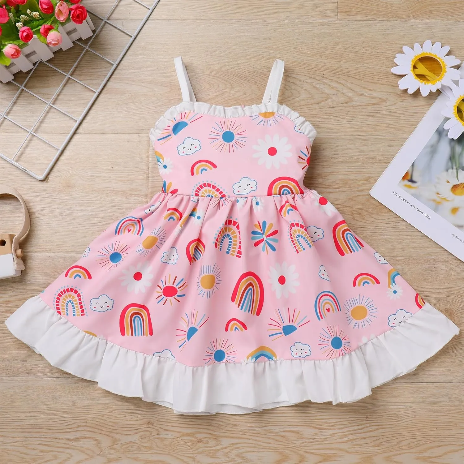 IBTOM CASTLE Toddler Baby Girl Tutu Dress Princess Backless Polka Dot Ruffle Dress First Birthday Party Cake Smash Outfit