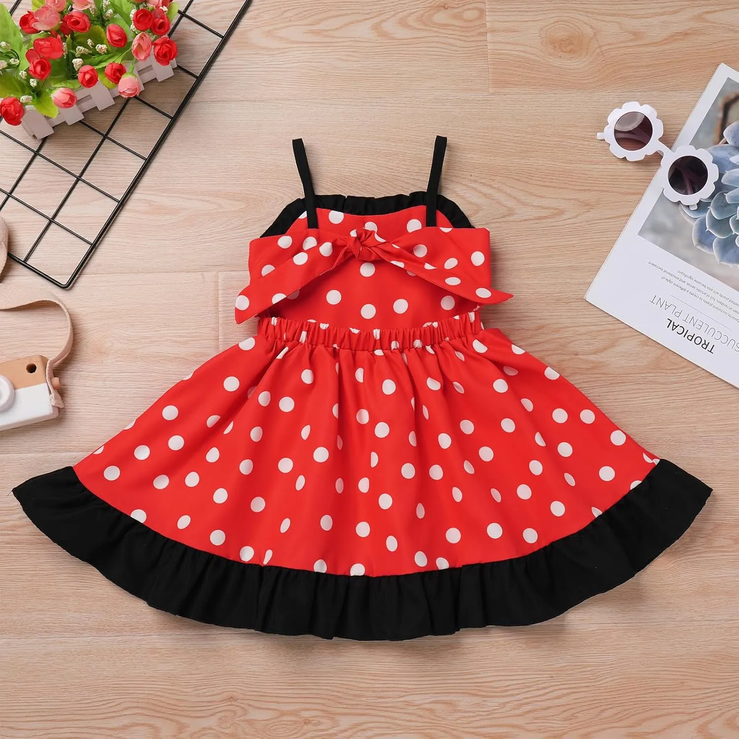 IBTOM CASTLE Toddler Baby Girl Tutu Dress Princess Backless Polka Dot Ruffle Dress First Birthday Party Cake Smash Outfit