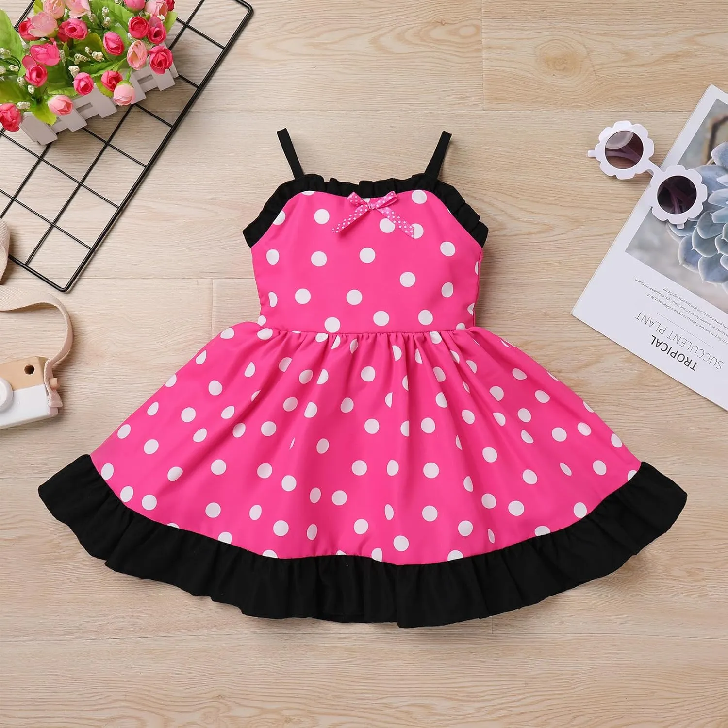 IBTOM CASTLE Toddler Baby Girl Tutu Dress Princess Backless Polka Dot Ruffle Dress First Birthday Party Cake Smash Outfit