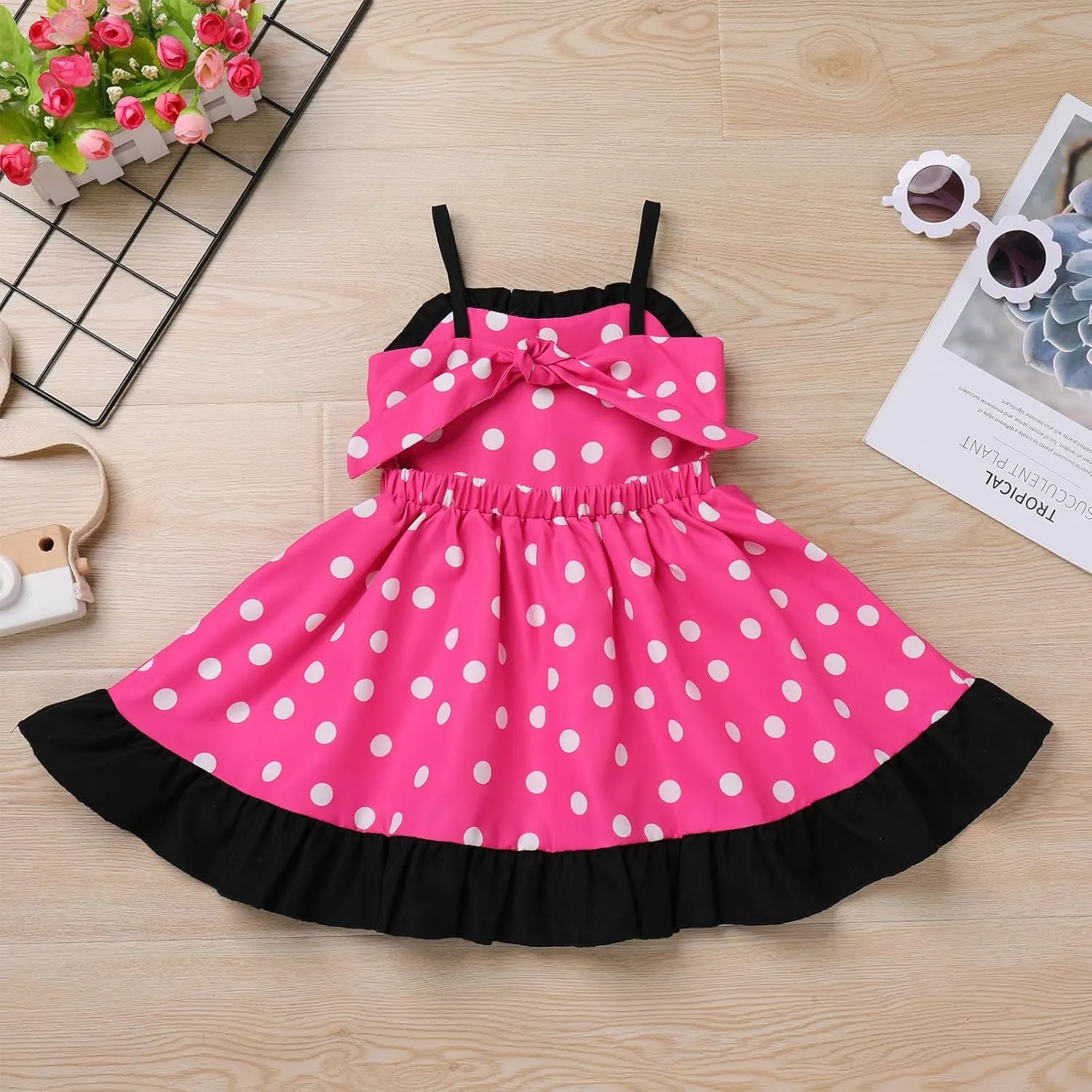IBTOM CASTLE Toddler Baby Girl Tutu Dress Princess Backless Polka Dot Ruffle Dress First Birthday Party Cake Smash Outfit