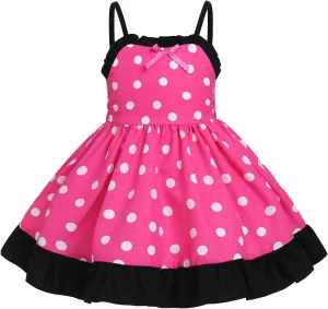IBTOM CASTLE Toddler Baby Girl Tutu Dress Princess Backless Polka Dot Ruffle Dress First Birthday Party Cake Smash Outfit