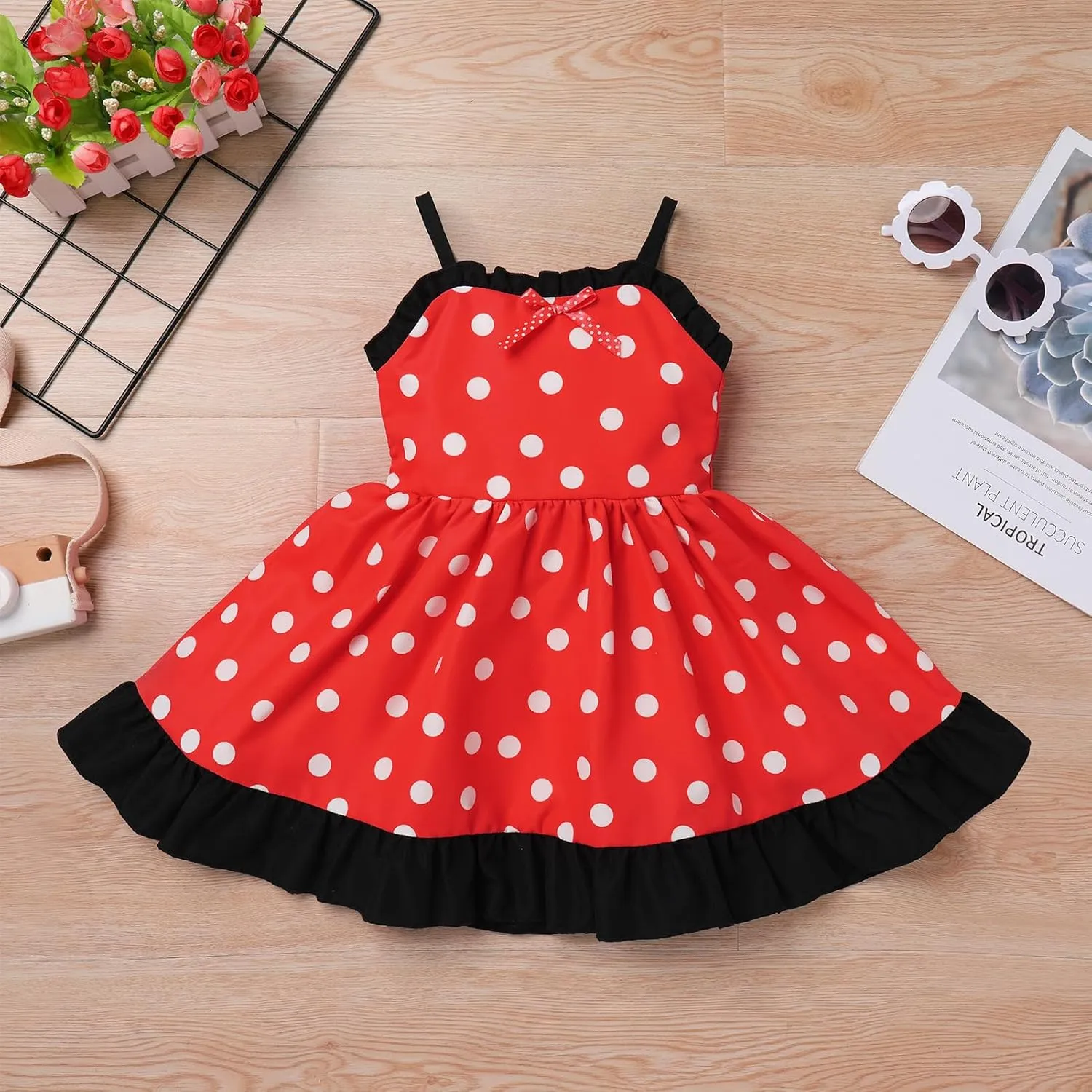 IBTOM CASTLE Toddler Baby Girl Tutu Dress Princess Backless Polka Dot Ruffle Dress First Birthday Party Cake Smash Outfit