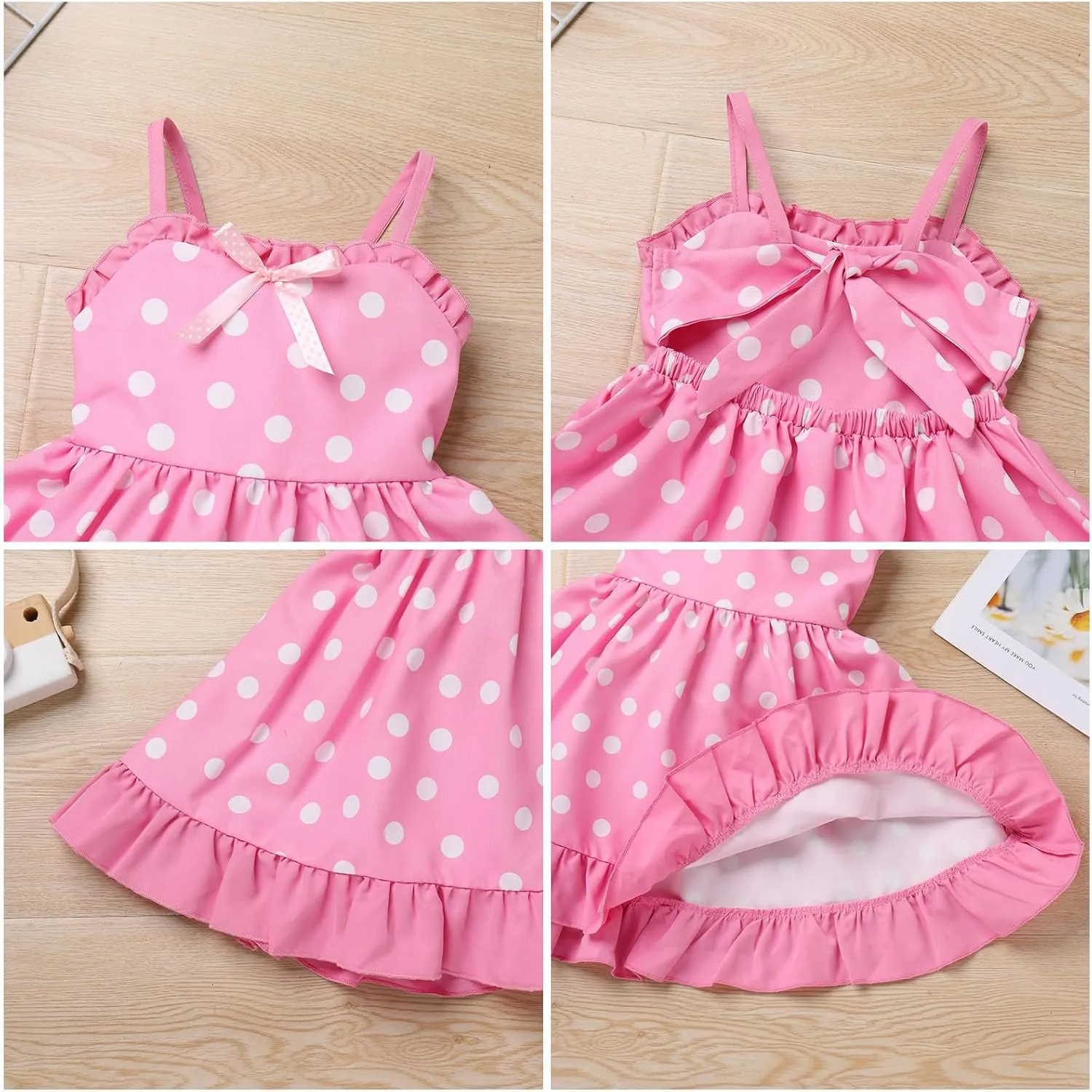 IBTOM CASTLE Toddler Baby Girl Tutu Dress Princess Backless Polka Dot Ruffle Dress First Birthday Party Cake Smash Outfit