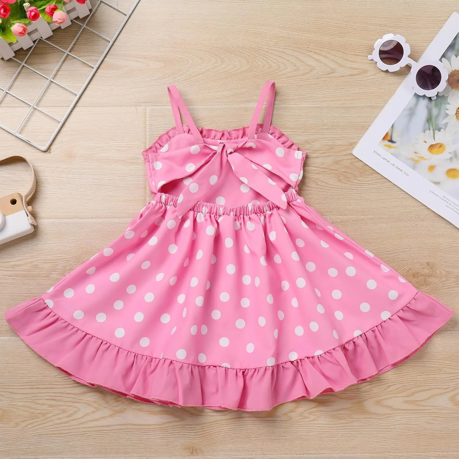 IBTOM CASTLE Toddler Baby Girl Tutu Dress Princess Backless Polka Dot Ruffle Dress First Birthday Party Cake Smash Outfit